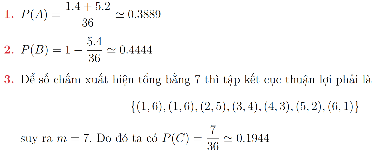 Bài tập Các sự kiện ngẫu nhiên và phép tính xác suất 6