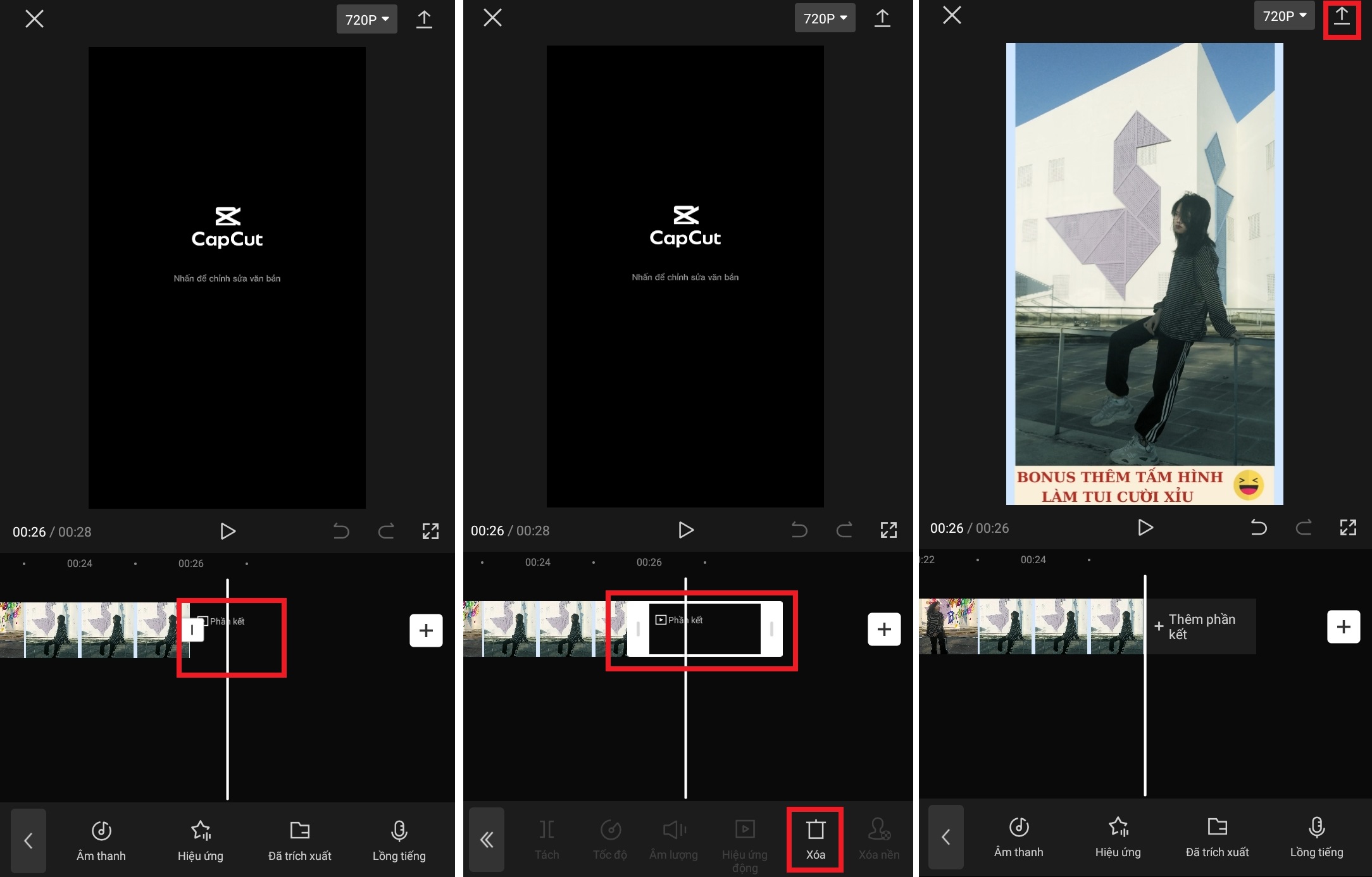 Cách lưu video Capcut không logo