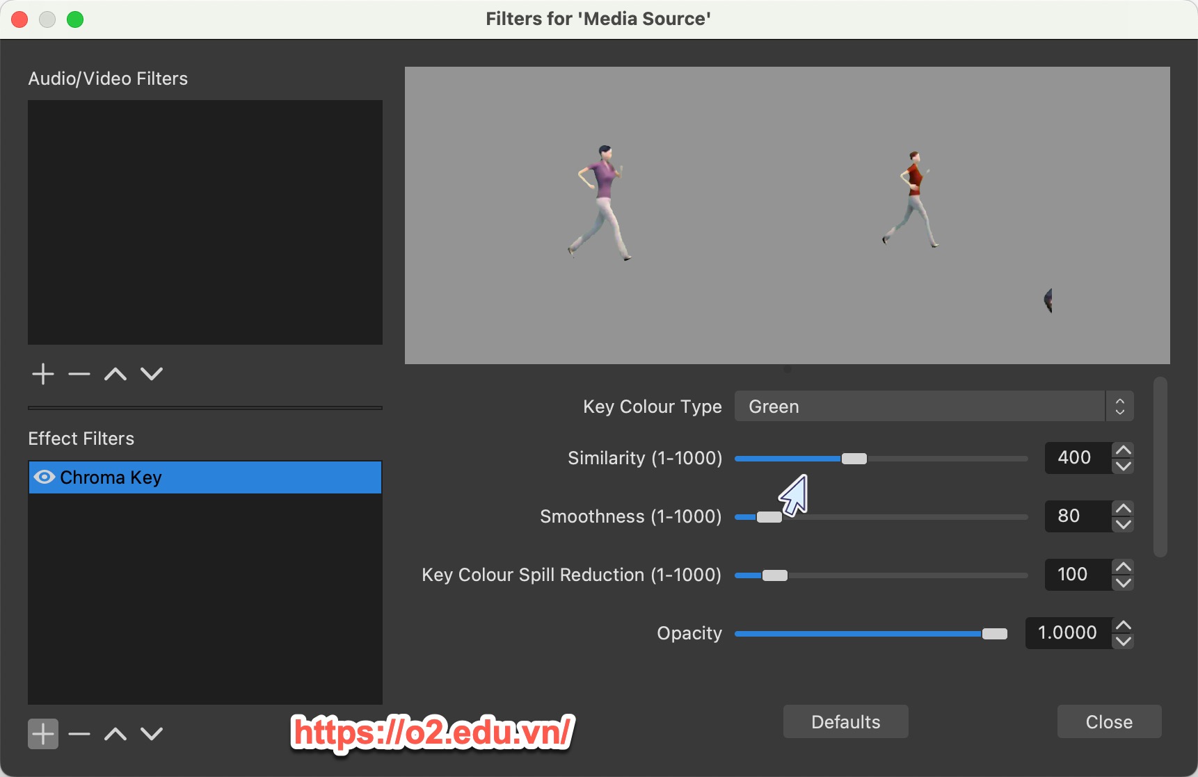 Cài đặt Chroma Key trong OBS hiệu ứng (filters)