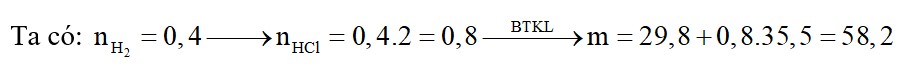 Cho 29,8 gam hỗn hợp gồm K, Na, Ca, Ba tác dụng hết với nước thấy có 8,96 lít H2