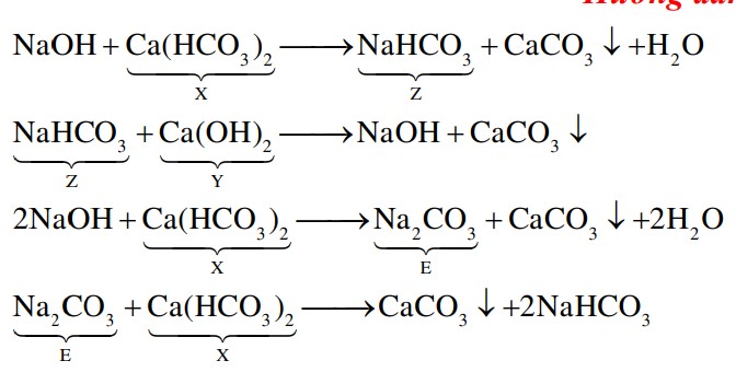 Cho sơ đồ chuyển hóa:  NaOH → Z →  NaOH →  E →  CaCO3