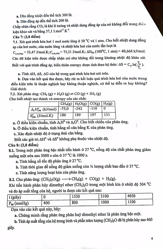 Đề thi hsg môn hóa lớp 10 THPT Chuyên Lê Khiết Quảng Ngãi năm 2023 2024 4