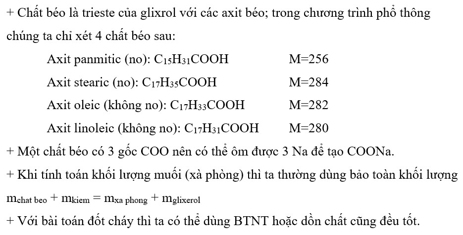 Giải bài tập chất béo theo phương pháp dồn chất