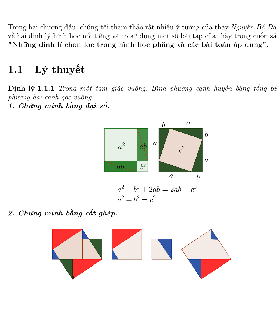 Chứng minh định lý Pythagore bằng đại số và cắt ghép