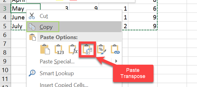 Hướng dẫn cách chuyển dòng thành cột, chuyển đổi hàng sang cột Paste Transpose trong Excel