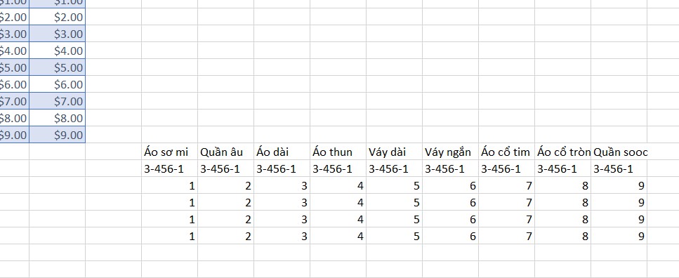 chuyen dong thanh cot trong excel bang ham transpose khong giu dinh dang