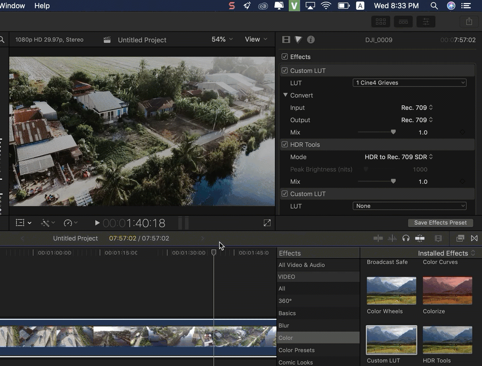 Hướng dẫn cách thêm LUT màu vào Final Cut Pro X 5