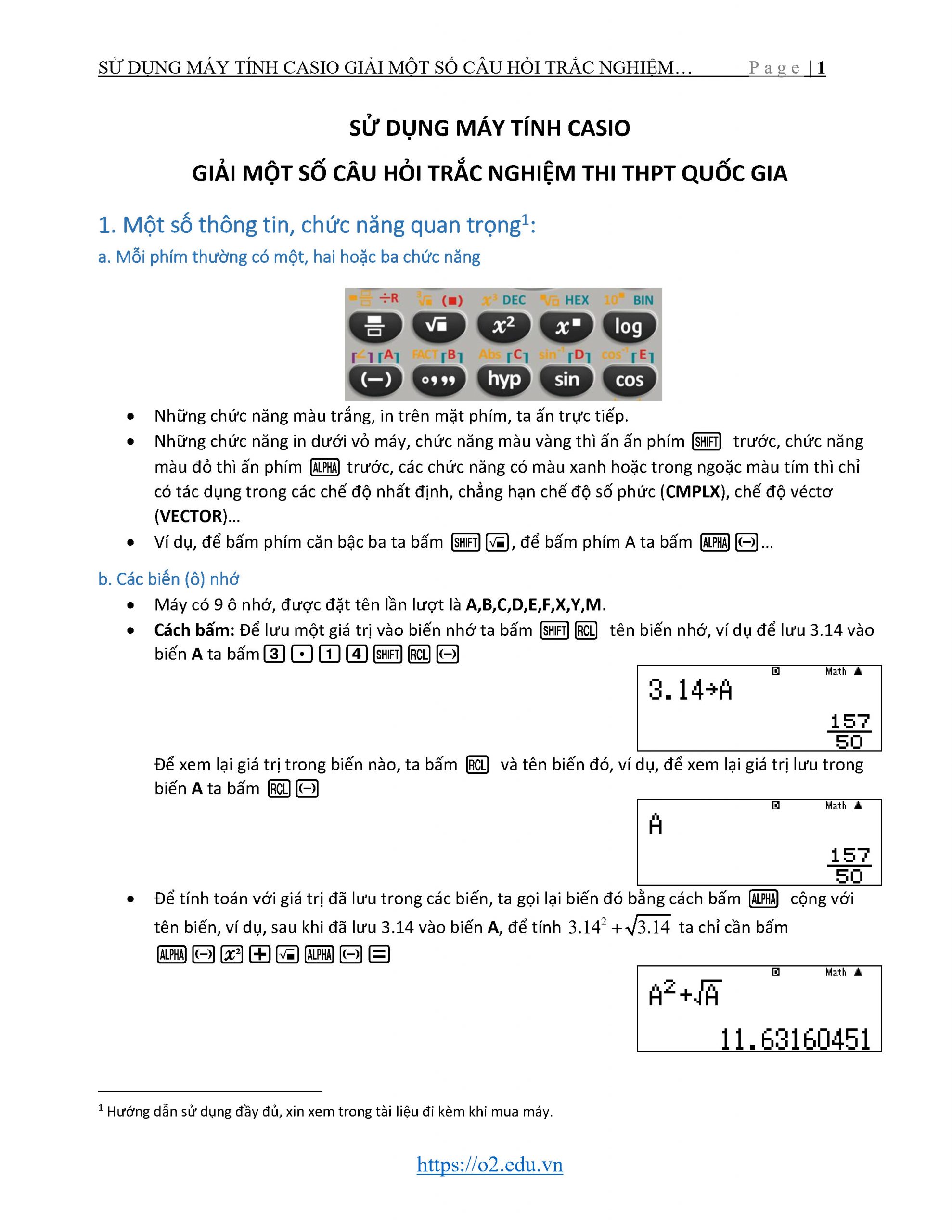 hướng dẫn sử dụng máy tính casio giải toán trắc nghiệm