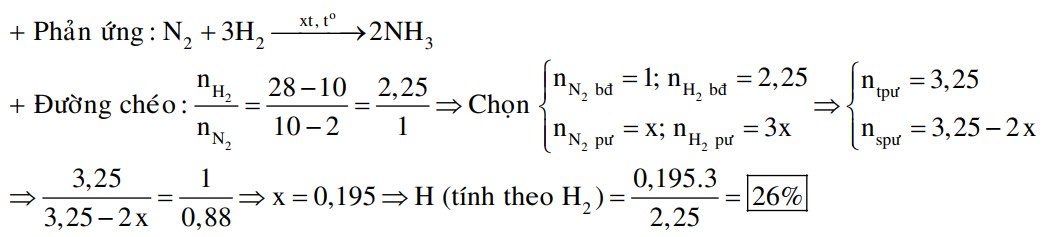 Trong bình kín dung tích không đổi chứa hỗn hợp khí X gồm H2 và N2 (chất xúc tác thích hợp), áp suất trong bình là p atm, tỉ khối của X so với H2 là 5